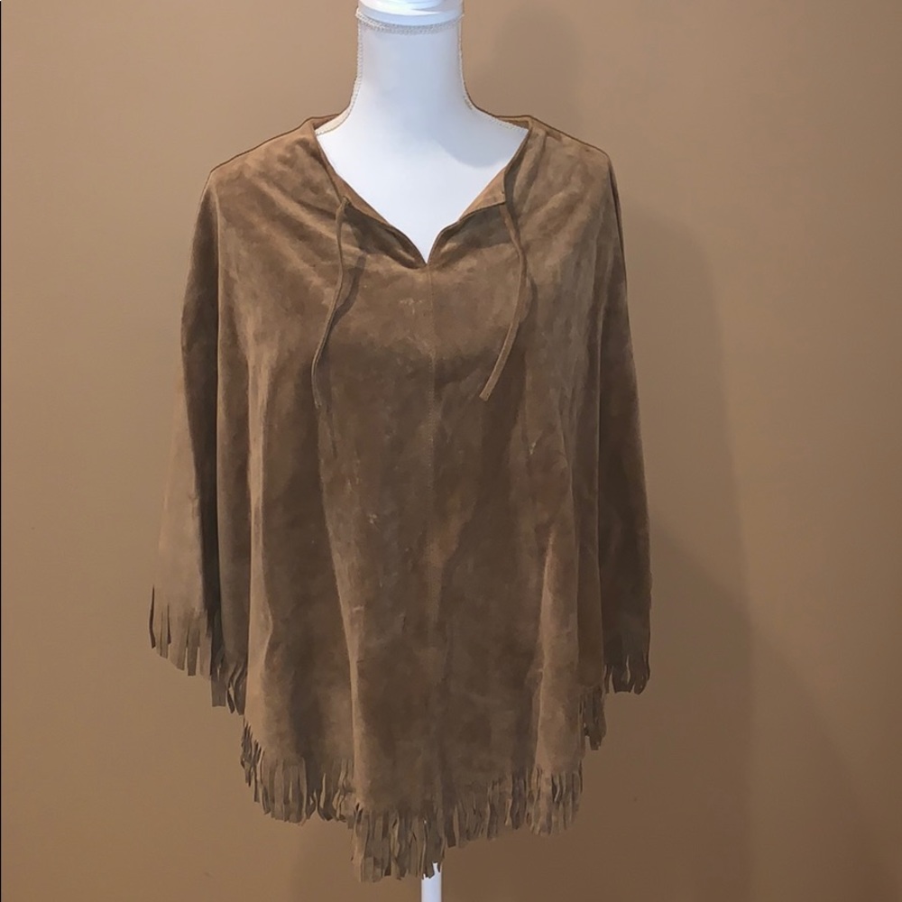 Genuine Leather Suede Poncho Cape Fringe Old Navy